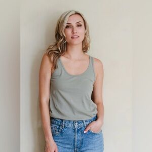 Mate the label Organic Cotton Layering Tank Women's Sage Green, size small